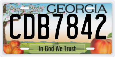 GA license plate CDB7842