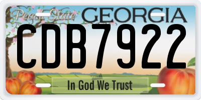GA license plate CDB7922
