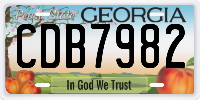 GA license plate CDB7982