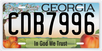GA license plate CDB7996