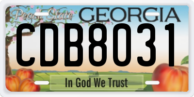 GA license plate CDB8031