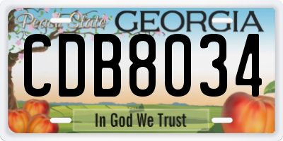 GA license plate CDB8034