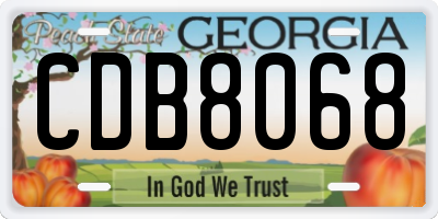 GA license plate CDB8068
