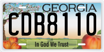 GA license plate CDB8110