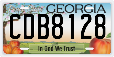 GA license plate CDB8128