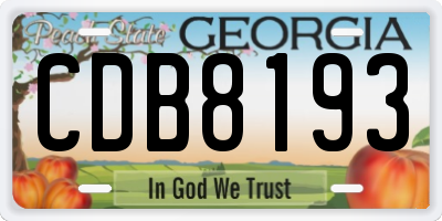 GA license plate CDB8193