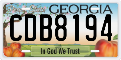 GA license plate CDB8194