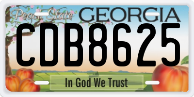 GA license plate CDB8625