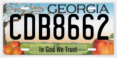 GA license plate CDB8662