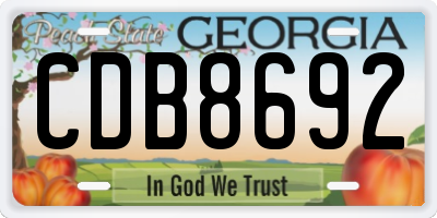 GA license plate CDB8692