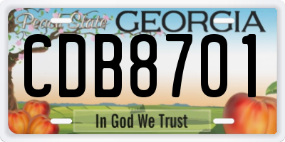 GA license plate CDB8701