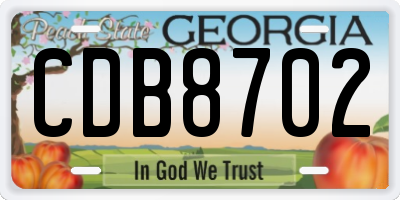 GA license plate CDB8702