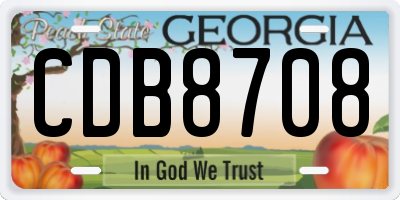 GA license plate CDB8708