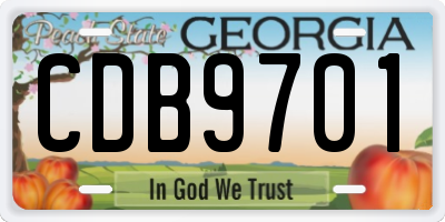 GA license plate CDB9701