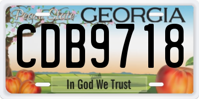 GA license plate CDB9718