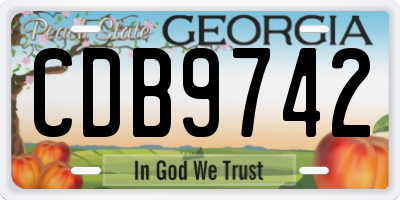GA license plate CDB9742