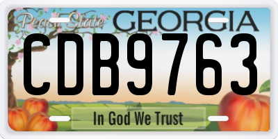 GA license plate CDB9763