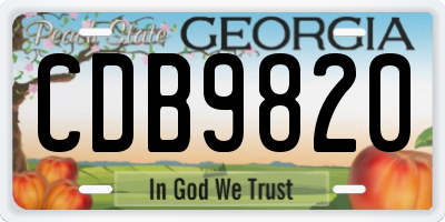 GA license plate CDB9820