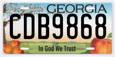 GA license plate CDB9868