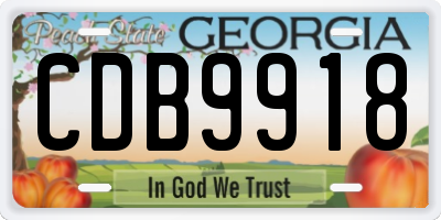 GA license plate CDB9918