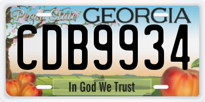 GA license plate CDB9934