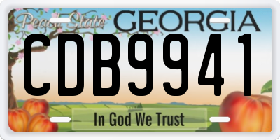 GA license plate CDB9941