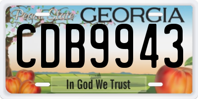 GA license plate CDB9943