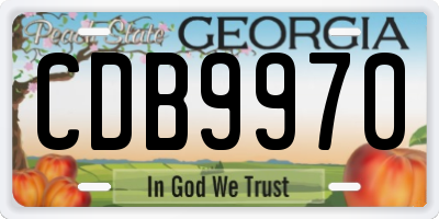 GA license plate CDB9970
