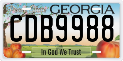 GA license plate CDB9988