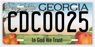 GA license plate CDC0025