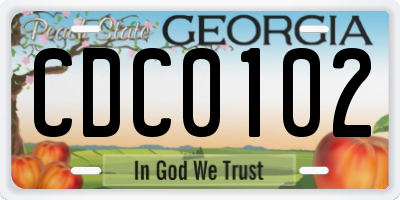GA license plate CDC0102