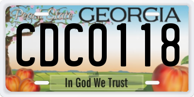 GA license plate CDC0118