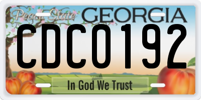 GA license plate CDC0192