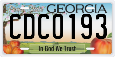 GA license plate CDC0193