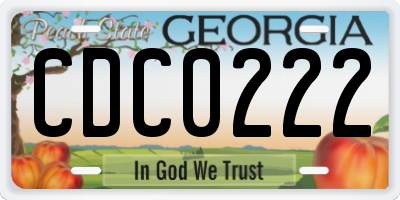 GA license plate CDC0222