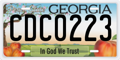 GA license plate CDC0223