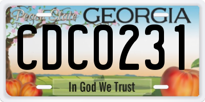 GA license plate CDC0231