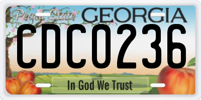 GA license plate CDC0236