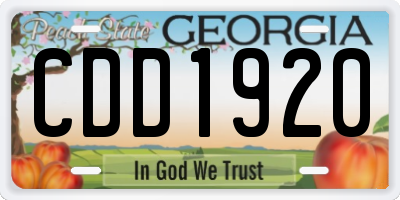 GA license plate CDD1920