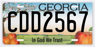 GA license plate CDD2567