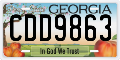 GA license plate CDD9863