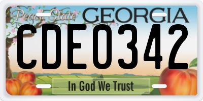 GA license plate CDE0342