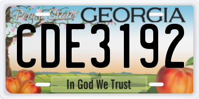 GA license plate CDE3192