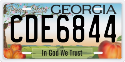 GA license plate CDE6844