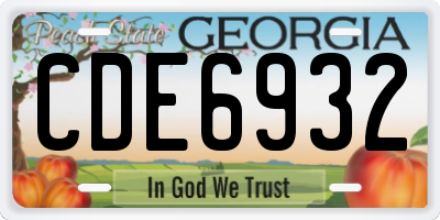 GA license plate CDE6932
