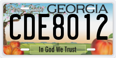 GA license plate CDE8012