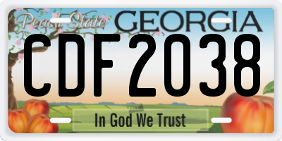 GA license plate CDF2038