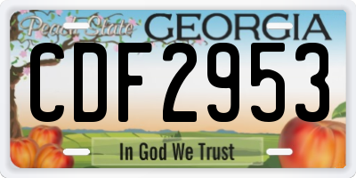 GA license plate CDF2953