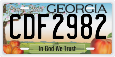 GA license plate CDF2982
