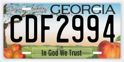 GA license plate CDF2994